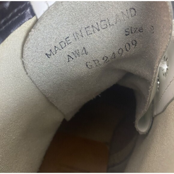 Dr Martens Combat Boots Mens 8 White Leather Lace Up Ankle Boots Made In England - Picture 14 of 14